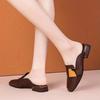 Women's French Retro Square Toe Mid Heel Mules - British Style Closed Toe Summer Loafers