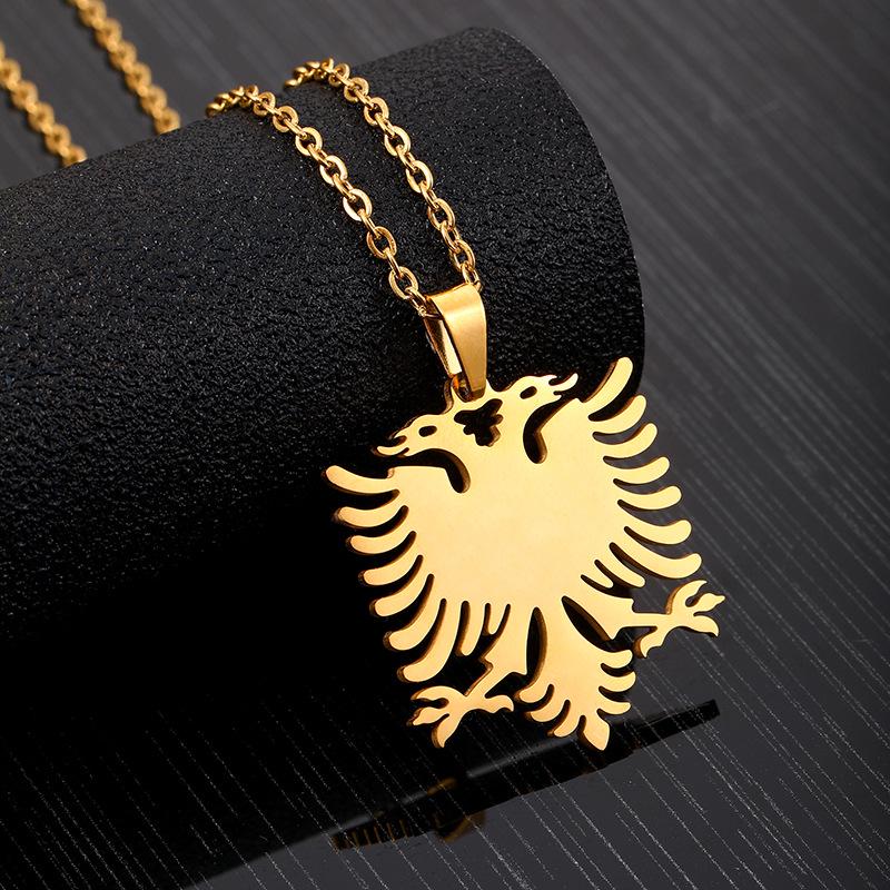 Collana con Ciondolo Aquila Albanese - Gioielli Unisex in Acciaio Inossidabile