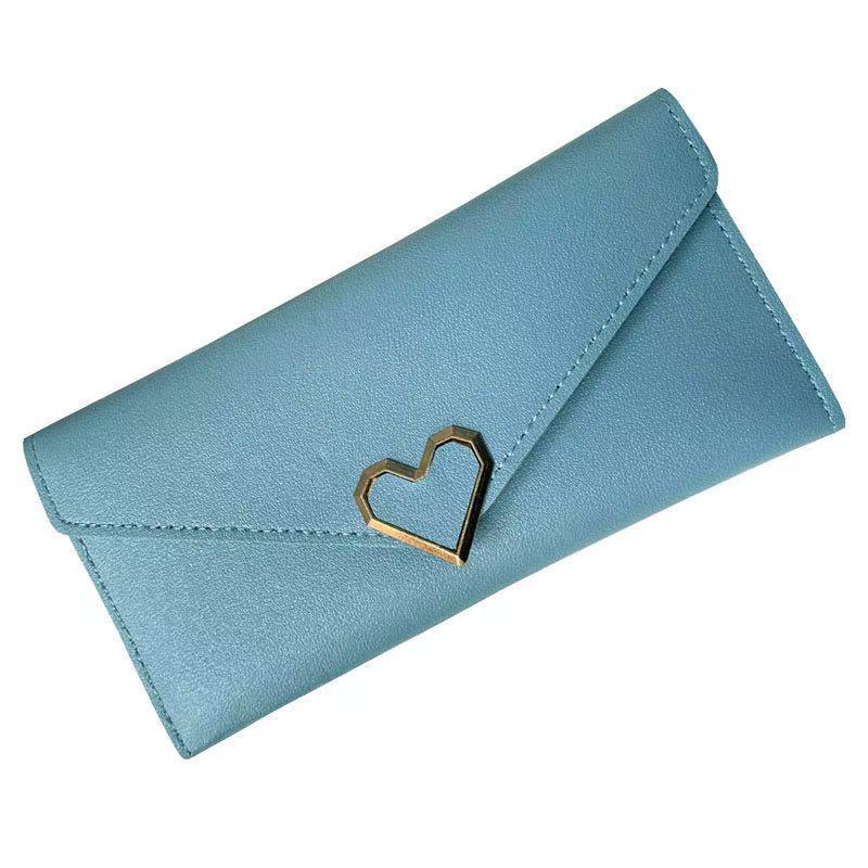 Solid Color Korean Style Slim Women's Long Wallet with Multi-Card Slots and Fresh Coin Purse