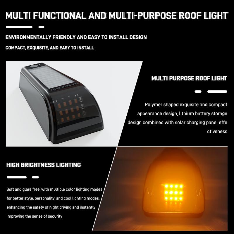 Solar Roof Mouse Light 12LED Car Roof Light Truck Pickup Truck Roof Modification Warning Light