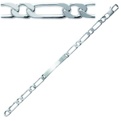 [K1008] - Silberne 'Identity' Figaro Panzerkette - 20 cm 6 mm