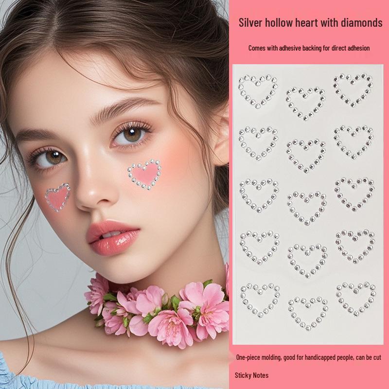 Blue Star Diamond Face Stickers: Adhesive Rhinestone Designs for Tear Eye Makeup, Perfect for Music Festivals.