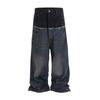 Unisex Relaxed Straight Fit Denim Jeans With Dual-Panel Design Water Washed Mid-Rise Casual Trousers