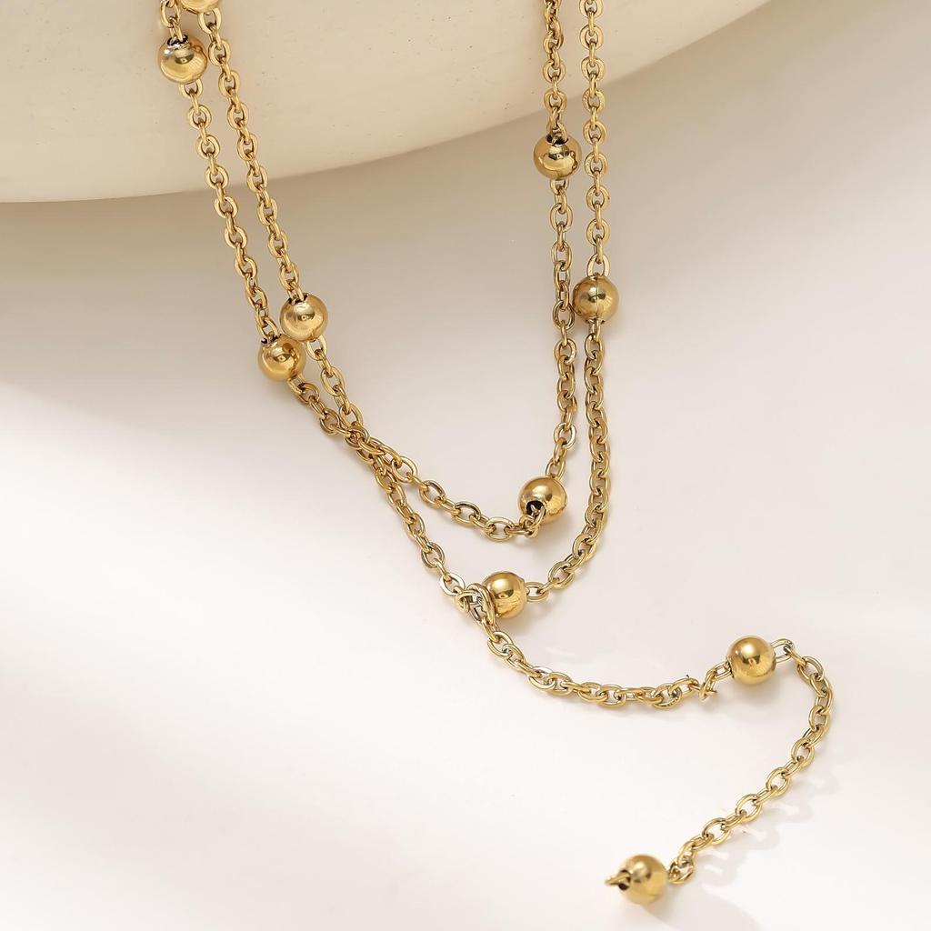 Geometric Tassel 304 Stainless Steel Multi-layer Clavicle Necklace for Women