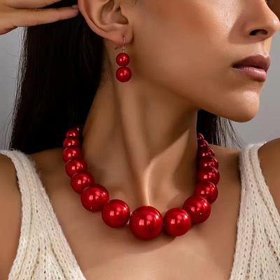 Korean Retro Pearl Necklace & Earring Set - Elegant Bride Wedding Choker & Clavicle Chain