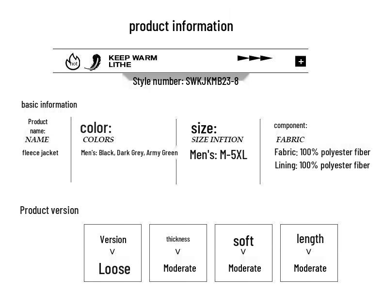 Men's Heavyweight Stand-Collar Fleece Jacket