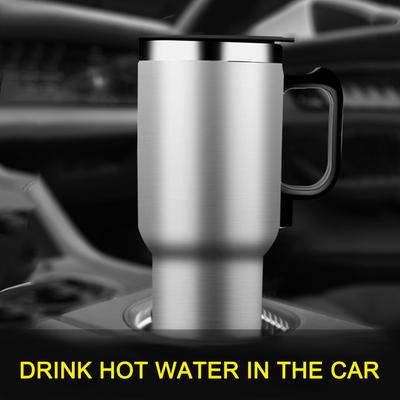 Cană termo termică pentru mașină 12V 300ml Cană termică electronică de călătorie din oțel inoxidabil Cana izolată argintiu