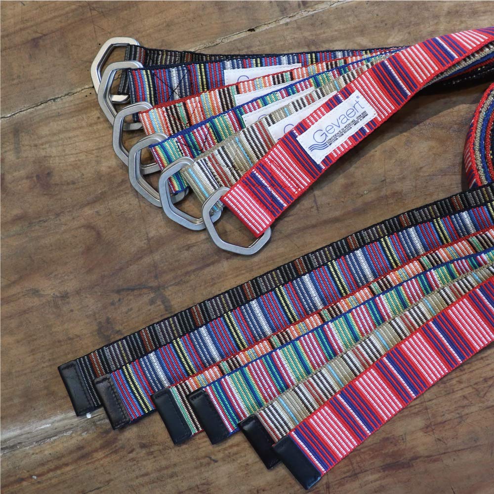 [SWINGPLUS] [Swing Plus] Gewalt Belt, Belgian Double Ring Multi-Stripe Belt, Fabric Belt, Colorful, Casual, Unisex, Made in Japan, Free Size (Free,