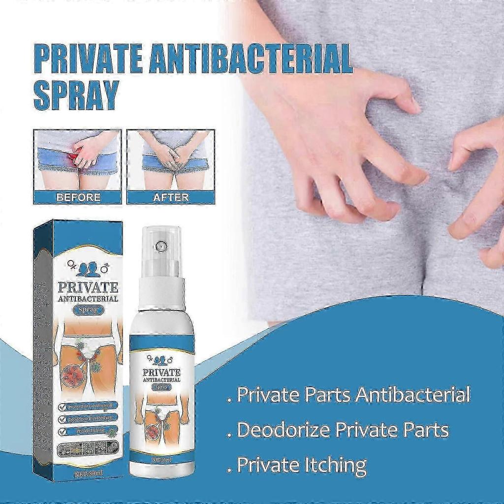 Men's Private Antibacterial Spray, 2pcs Private Parts Anti-itch Spray Deodorant Itching Refreshing And Gentle Private Parts Cleaning 30ml -XN