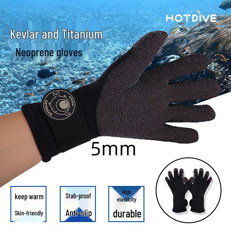 HOTDIVE 3mm Kevlar Titanium Neoprene Diving Gloves