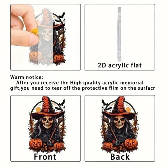 Pumpkin Witch Pendant Decorative Car Rearview Mirror Hanging Charm Acrylic 2D Halloween Christmas Party Decoration
