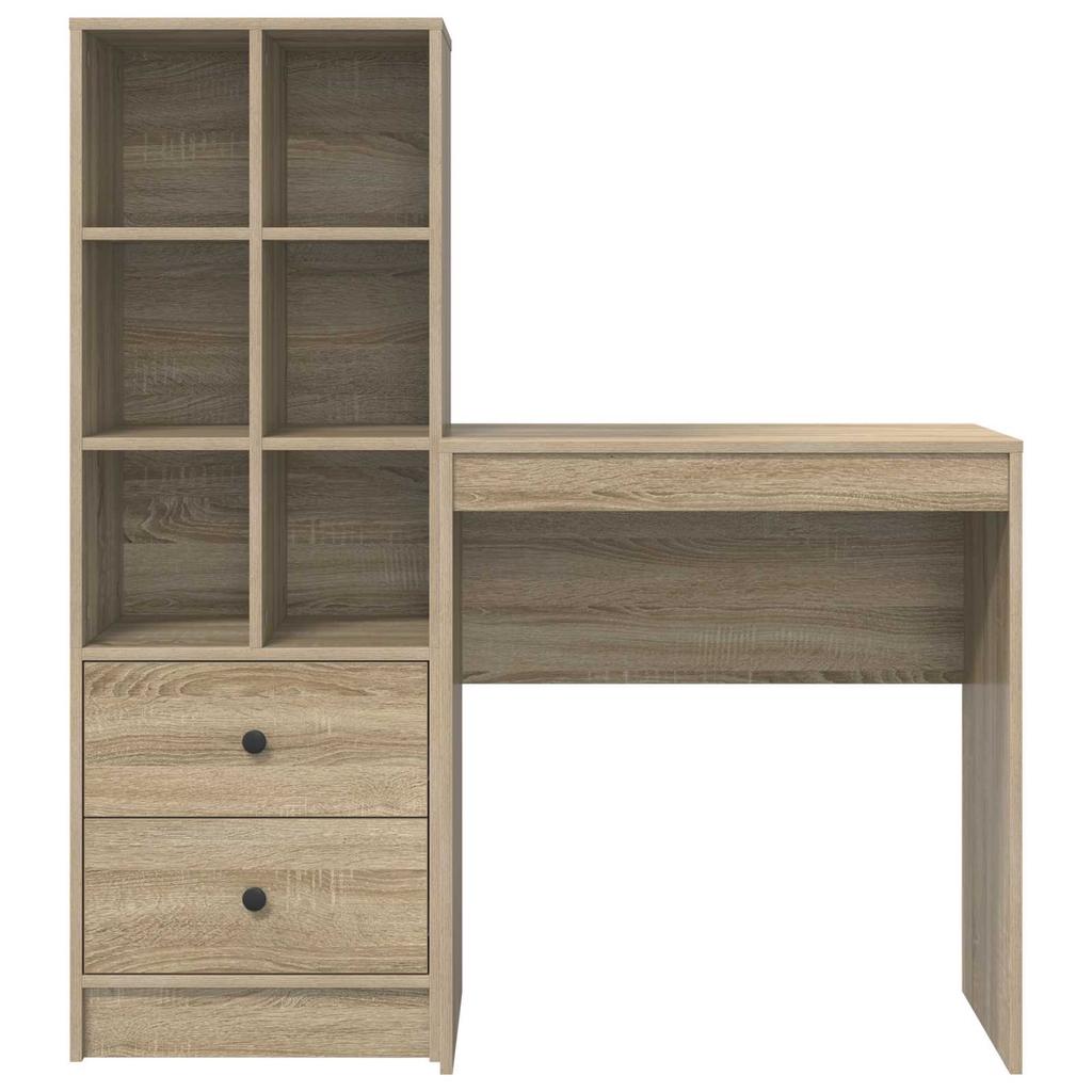 Desk with Drawers and Shelf 2 pcs Sonoma Oak