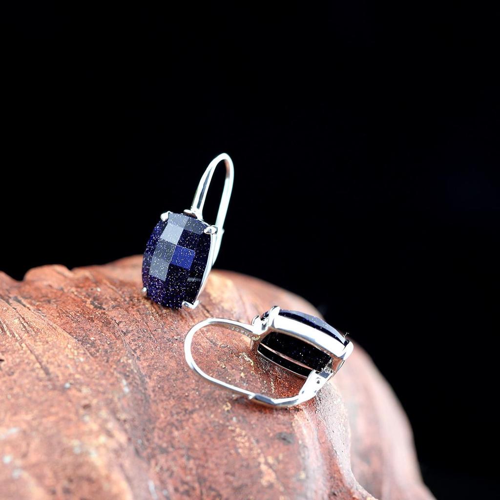 Renpin S925 Silver Handmade Faceted Amethyst Earrings for Women
