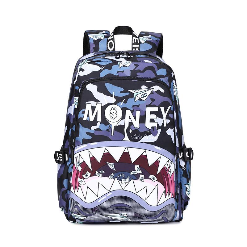 

Colorful Shark Student Backpack With Waterproof Nylon Material For School Kids And Cartoon Print синій