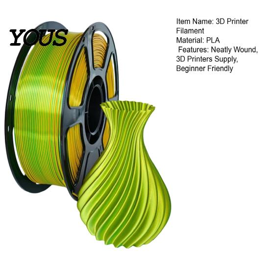 3D Printing Material Printer PLA Filament 1.75mm, Silk Golden Green Dual 1.75mm Color Filament, 1Kg Spool for Projects