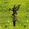 Rustic Black Metal Dancing Fairy Garden Stake Ornamental Yard Art Creative Outdoor Decor for Lawn Patio Halloween Party