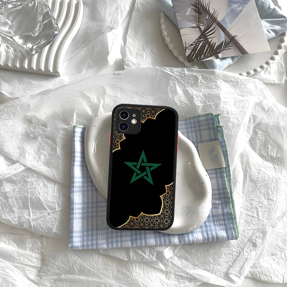 Morocco Map Flag Matte Silicone Phone Cases For IPhone 16 13 15 12 11 Pro Max Plus For IPhone 14 15 Pro