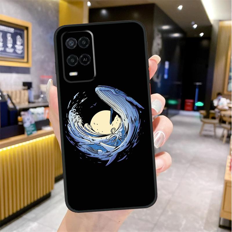 Whale Fish Wave Sea For OPPO A54 A74 A94 A5 A9 A31 A53 A52 A72 A15 A16 A17 A57 A77 A76 A96 A53S A54S A57S Case