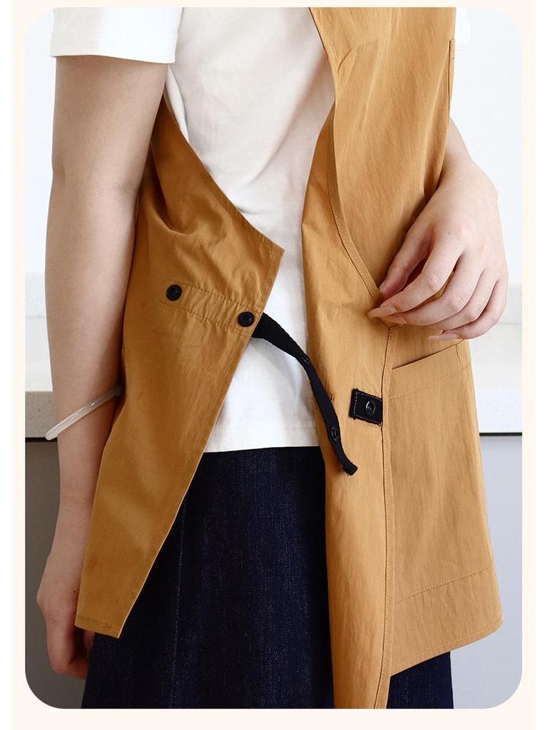 Waterproof Canvas Apron with Custom Logo - Art Studio & Barista Workwear Vest Style