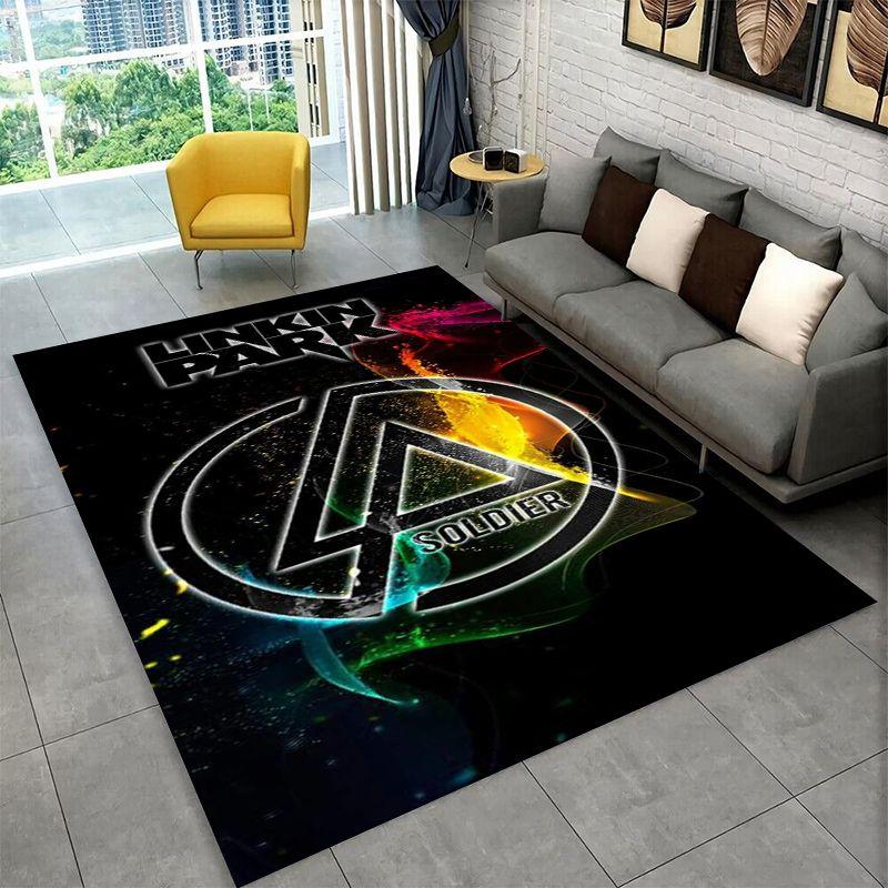 Retro L-Linkin Park Rock Band Carpet Rug for Playroom Bedroom Living Room Sofa Home Decor,kid Game Area Rug Non-slip Floor Mat