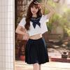 Japanese JK Short Sleeve Sailor Suit with Bow and Pleated Skirt - Academy Style (Set jk9002)