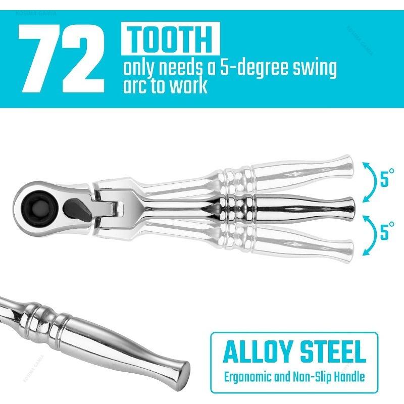 Xiaomi 2 In1 Ratchet Wrench 1/4" Mini Drive Flexible Head Chrome Vanadium Steel Reversible Quick Release Screwdriver Socket Repair Tool