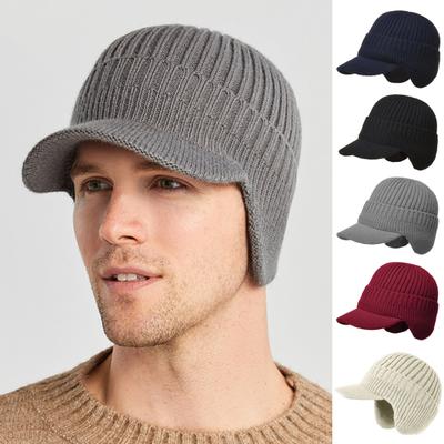 Damen Herren Wintermütze Einfarbig Ohrenschutz Warmhalten Verdicken Elastisch Kältefest Weich Unisex Dicke Anti-Rutsch Mütze für Erwachsene