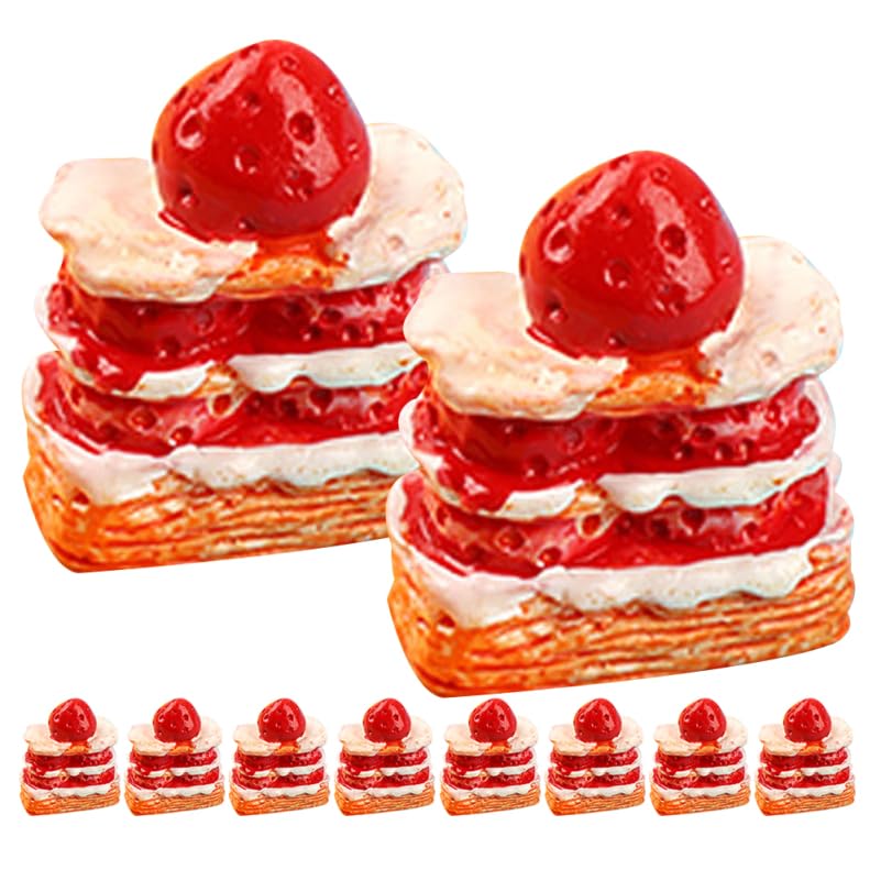 Alasum Set Miniature Strawberry Cake Model Fake Dessert for Dollhouses Miniature House Accessories Small Dessert Props x x Inches Lightweight
