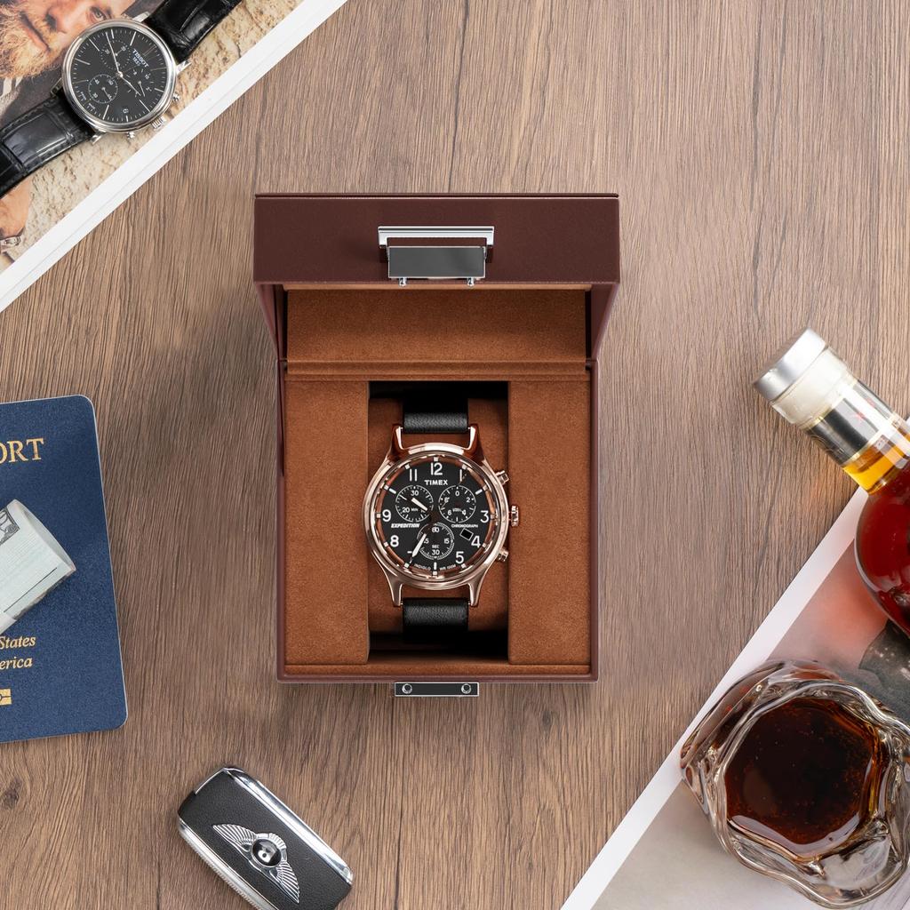 ProCase Watch Box for 1 Slot Watch Watch Storage Watch Holder Organizer for Watch Display Case with Glass Lid Men, Men's Case, Men,