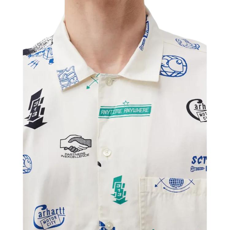 Carhartt WIP SS22 Letter Pattern Printed Shirt Men Shirts I030042-0PK-XX