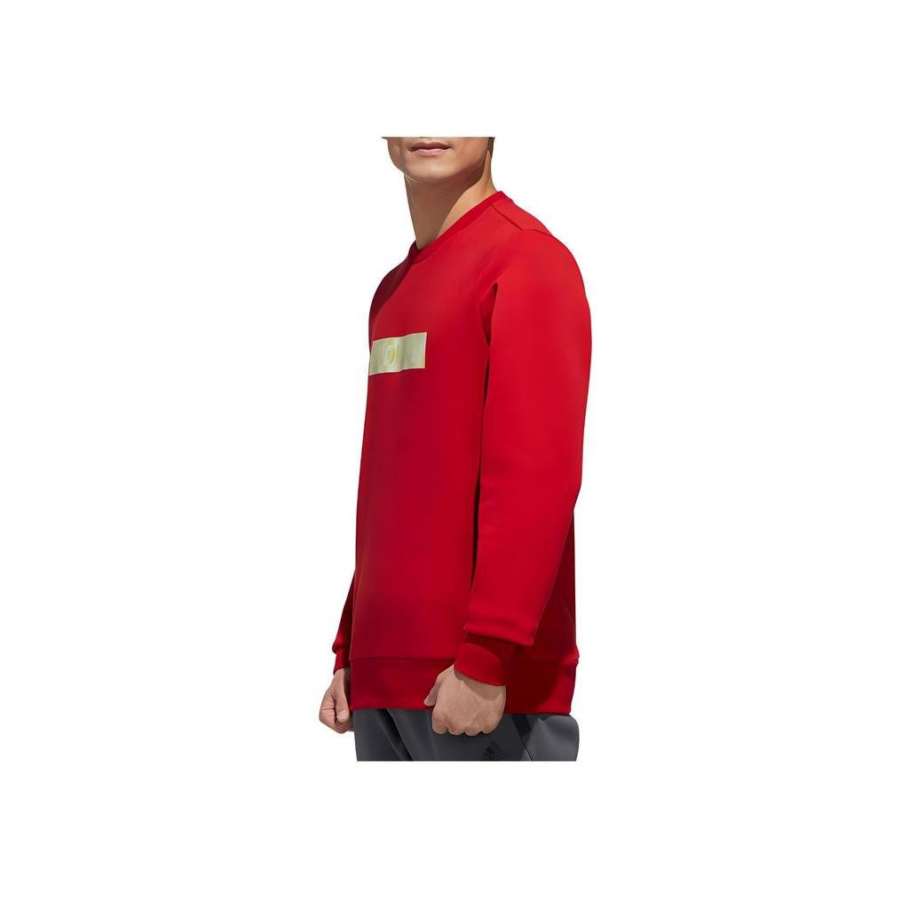 adidas Logótipo Alfabeto Conforto Casual Malha Pulôver Moletom Masculino Tops Vermelho GH4415