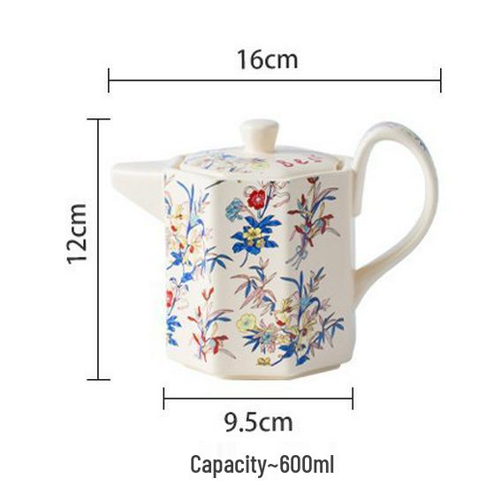 French Pastoral Style Coffee Set: Floral Brocade Cup and Saucer with Teapot - Perfect Gift Item