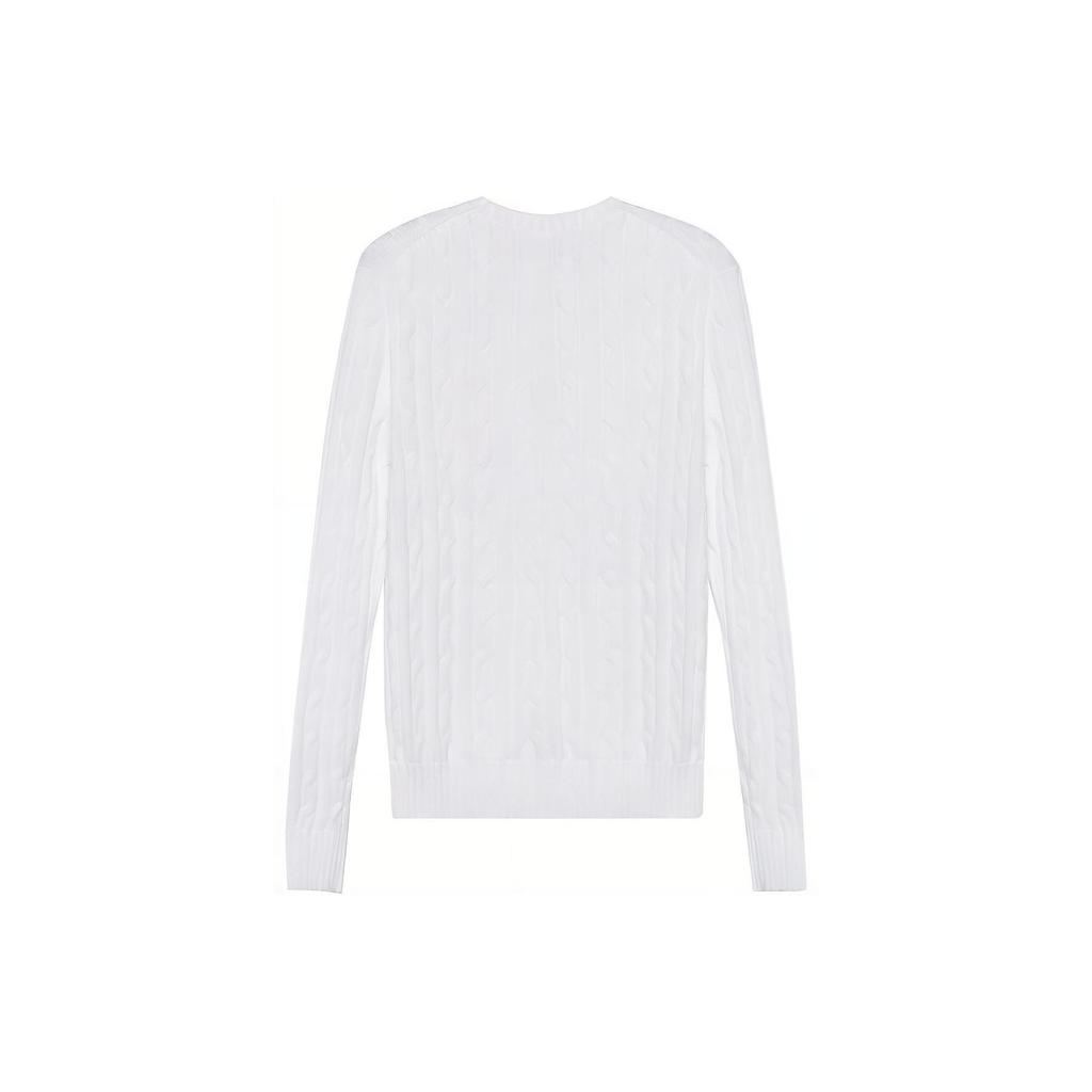 Polo Ralph Lauren SS23 Solid Color Embroidered Cable Knit Sweater Women Sweater White 211891640-001