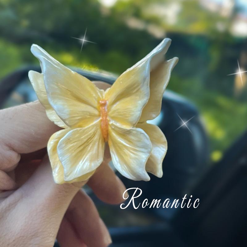 Luxury Butterfly Flower Car Air Freshener Vent Clip - Elegant Stone Aroma Diffuser for Women's Car Interior