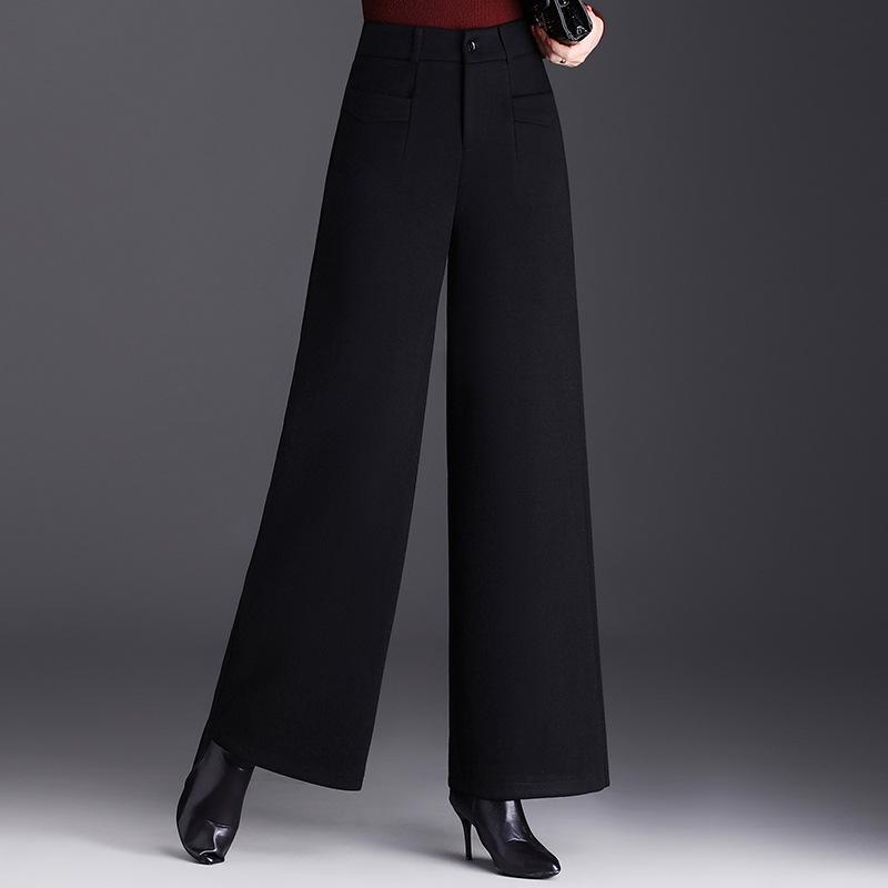 Women's Wool Blend High-Waisted Wide-Leg Pants - Autumn/Winter 2026 Fashion
