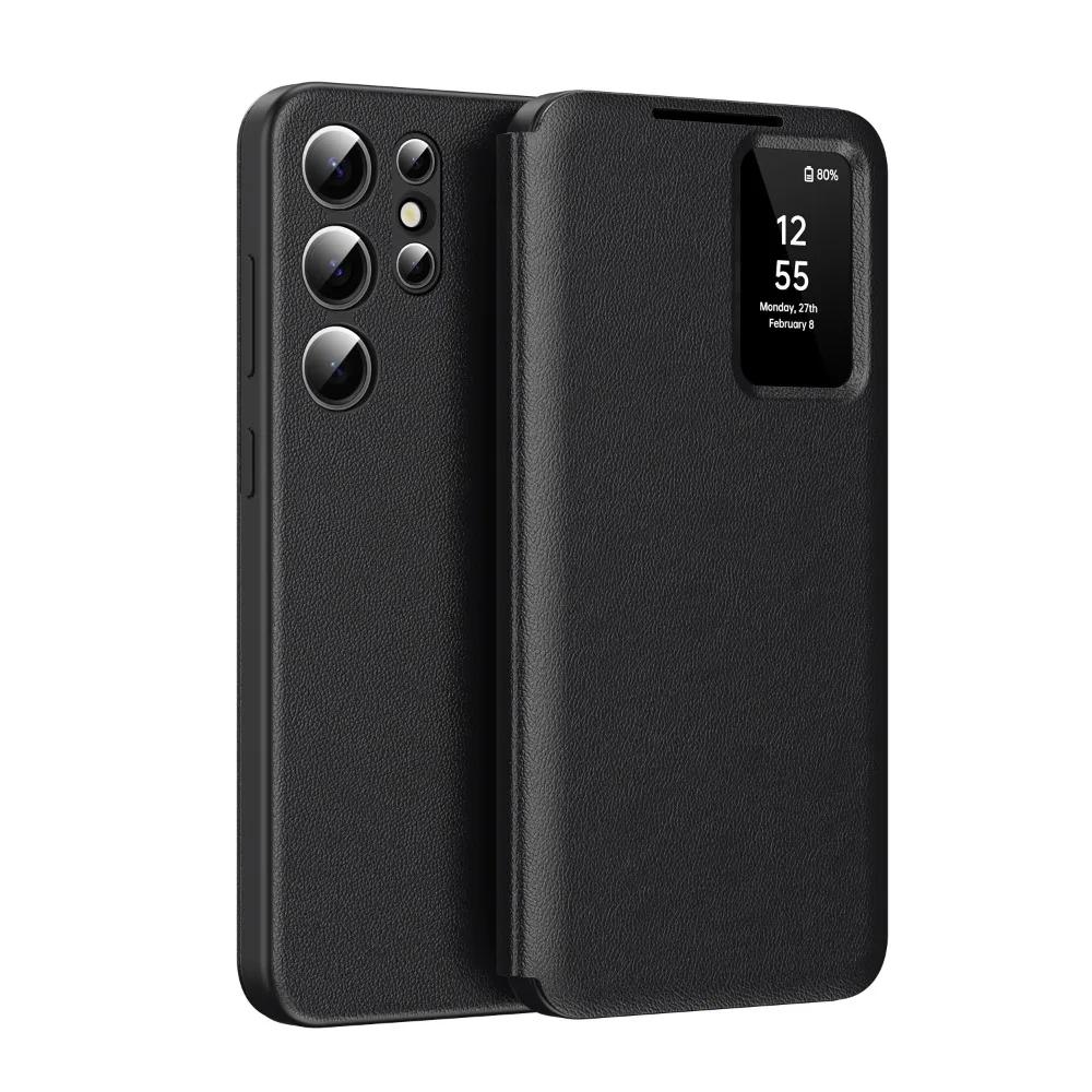 Leder Fensterschlitz Kartenhalter Handyhülle für Samsung S25 Edge S24 S26 Ultra S23 S22 Plus A55 A56 A17 Geldbörse Schutzhülle