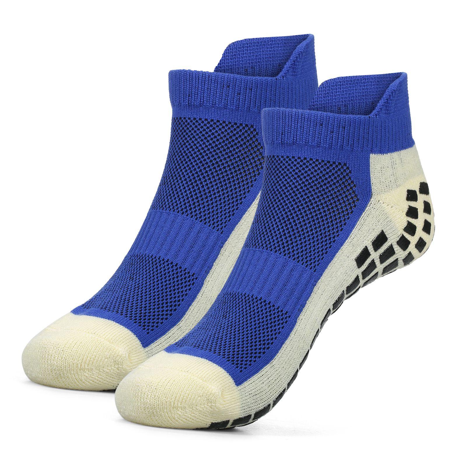 Breathable Soccer Socks Anti-Slip Soccer Socks Crew Short Socks Sweat-Wicking Fabric Running Trekking Climbing Supplies синий