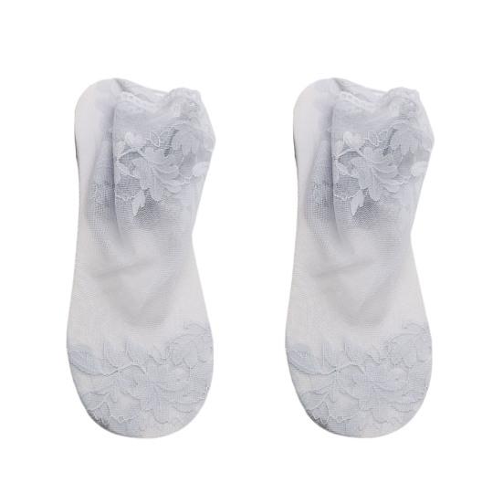 

1 пара невидимых противоскользящих женских носков с кружевным цветочным принтом, тонкие неглубокие носки для повседневной носки