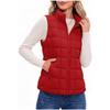 Women Sleeveless Stand Collar Zipper Quilted Plaid Warm Padded Vest