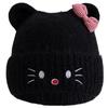 Hot Sale Women Loose Soft Beanie Hat Lovely Cute Cat Ear Bow Design Winter Knitted Hats For Female Streetwear Winter Hat