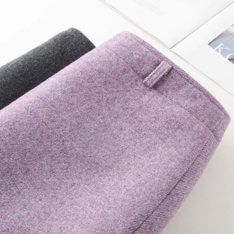 Women's High-Waisted Purple Wool Pencil Skirt - 2025 Autumn/Winter Fashion