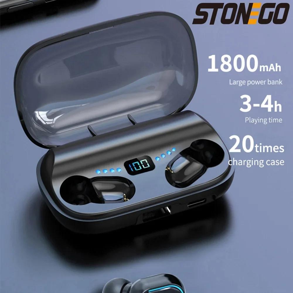 True Wireless Earbuds Bluetooth 5.0 Stereo Sound Noise Cancelling Touch Controls Sport Headphones with Digital Display