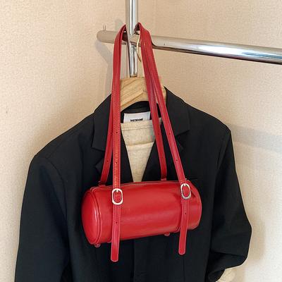 Niche Design Women's Cylinder Shoulder Bags Simple Solid Color Ladies Underarm Bag Fashi PU Leather Female Purse Handbags