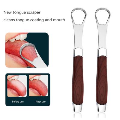 1Pc Stainless Steel Wood Grain Tongue Scraper Tongue Coating Cleaner Tongue Coating Brush Oral Tongue Cleaner Tool Fresh Breath
