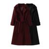 Womens Wool Blend Double-Breasted Trench Coat Classic Notched Collar Oversized Long Winter Outerwear