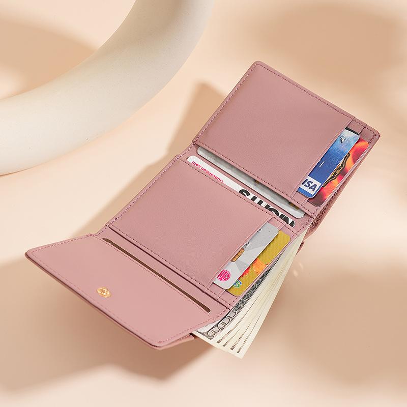 Premium Women's RFID Blocking Genuine Leather Wallet with Alloy Trim, Compact Coin Pocket & Anti-Theft Design