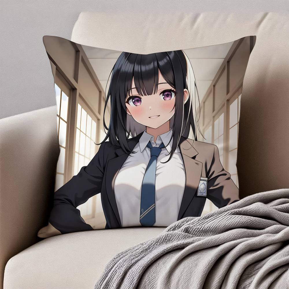 R-Rin S-Shibuya Cartoon Animation Pillow Case Anti-dustmite Pillowcase Invisible Zipper Silky Short Plush Sofa Cushion Cover