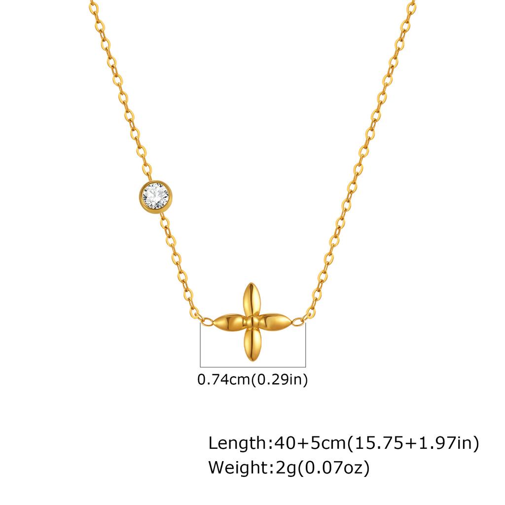 Jewelry Stainless Steel Butterfly Cross Heart Zircon Gold Necklace Women'S Jewelry Nc-2274