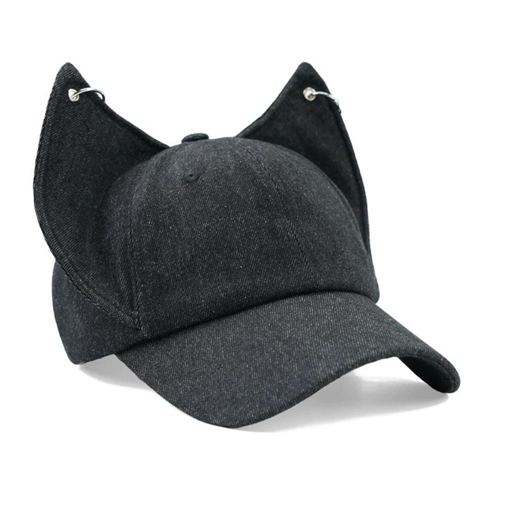 Y2k Personality Cute Fox Ears Cowboy Baseball Cap Men's and Women's Metal Buckle Trend Sunshade Adjustable Hip Hop Hat