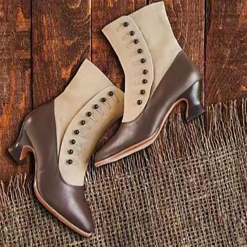 

Женские короткие ботильоны SLIP-ON смешанных цветов с заостренными нерегулярными каблуками, круглыми жемчужными пряжками, уличный тренд, осенние ботильоны 38